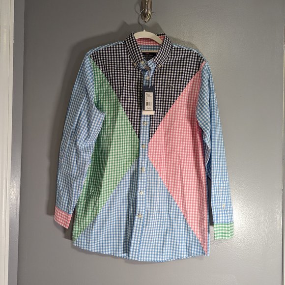 Vineyard Vines Whale Gingham Harbor Party Lights Button Down -Boys X… - Picture 3 of 12